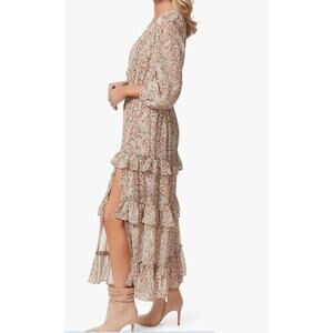 Jessica Simpson Kelley Dress Womens 3X Snake Print 3 Tiered Slit Lined Bell Slvs